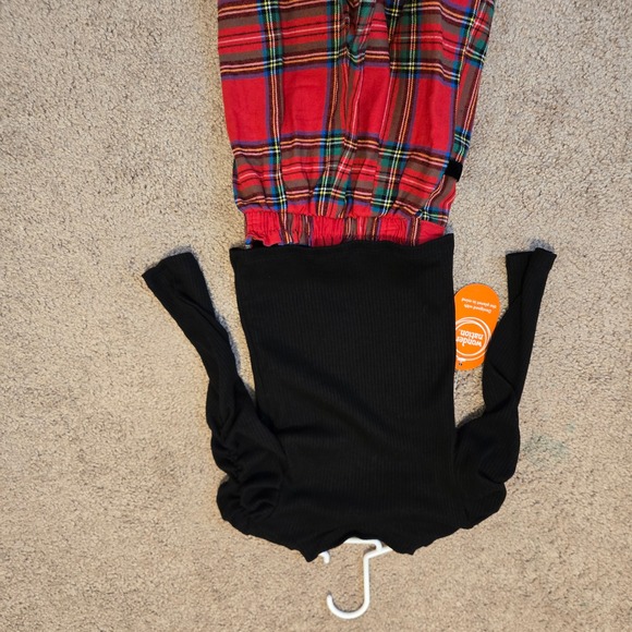 Wonder Nation Girls Black Ribbed Puff Sleeve Top Red Plaid Skort Set Kids 3T - Picture 3 of 3